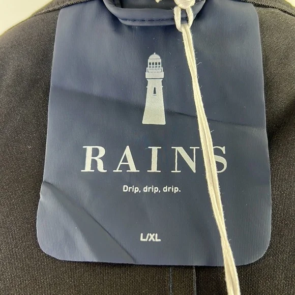 RAINS UNISEX  HOODED RAIN JACKET NAVY SZ L/XL - Picture 9 of 14